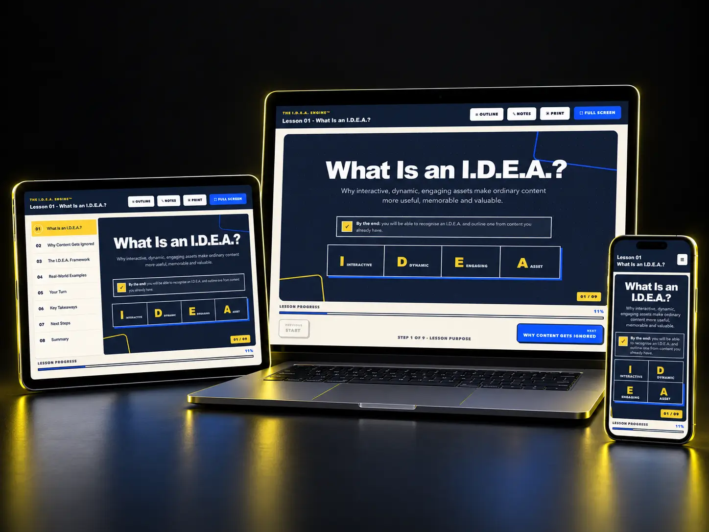 Premium HTML presentation created with the I.D.E.A. Engine